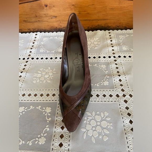 DeLiso vintage leather upper heels Size 7 1/2AA. NWOT - Picture 3 of 9